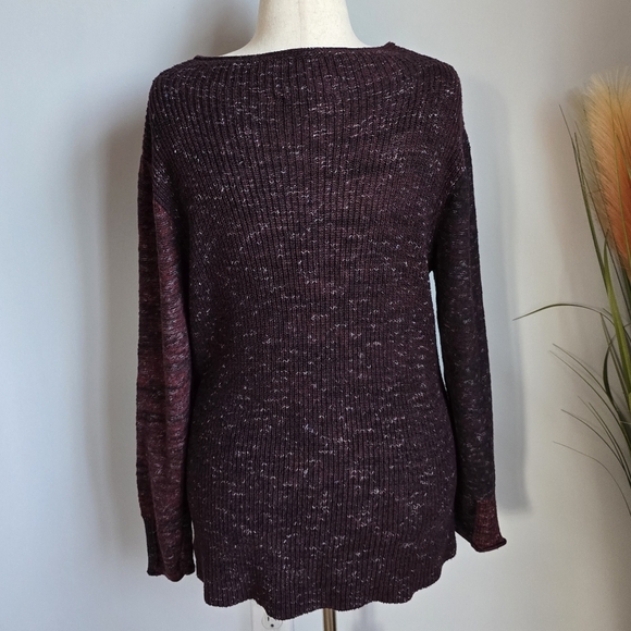 NIC+ZOE, Red Chilled Angle Colorblock Marled Ribbed Knit Sweater, Size Large - Picture 6 of 10